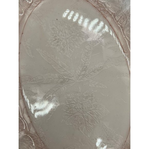 Vintage Depression Glass Jeanette Poinsetta Serving Tray - Picture 2 of 4